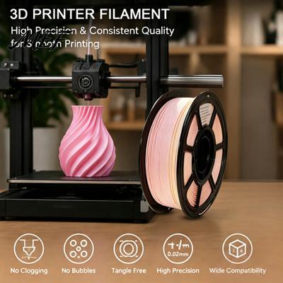 Multi-color Filament 3D Printer PLA Filament, 1Kg 1.75mm Matte Rainbow Gradient Printing for DIY Projects, Models and Crafts 1kg Spool