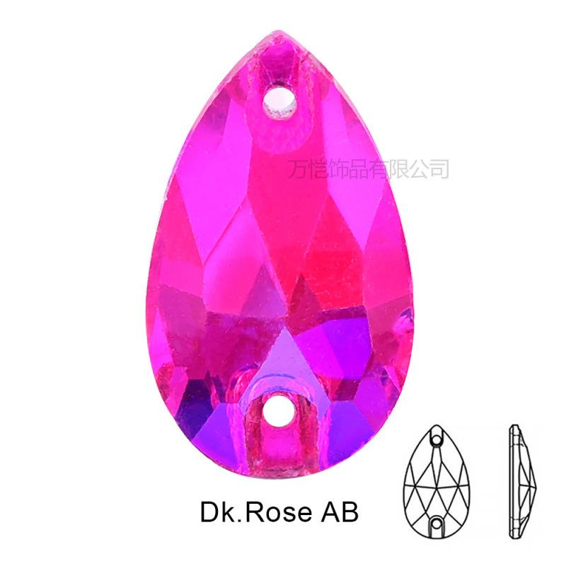 Fluorescent Glass Hand-Sewn Drill, Rose Red Water Drop Satellite Neon Special-Shaped Flat-Bottom Hand-Sewn Stone Diy Rhinestone Jewelry Accessories