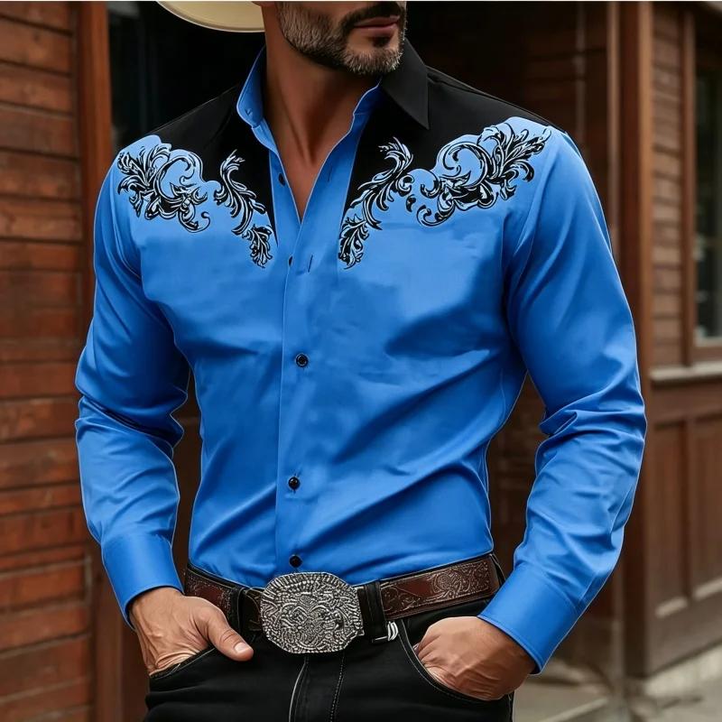 Western Style Long Sleeve Shirt with Ornate Embroidery, Stylish Fashion Essential