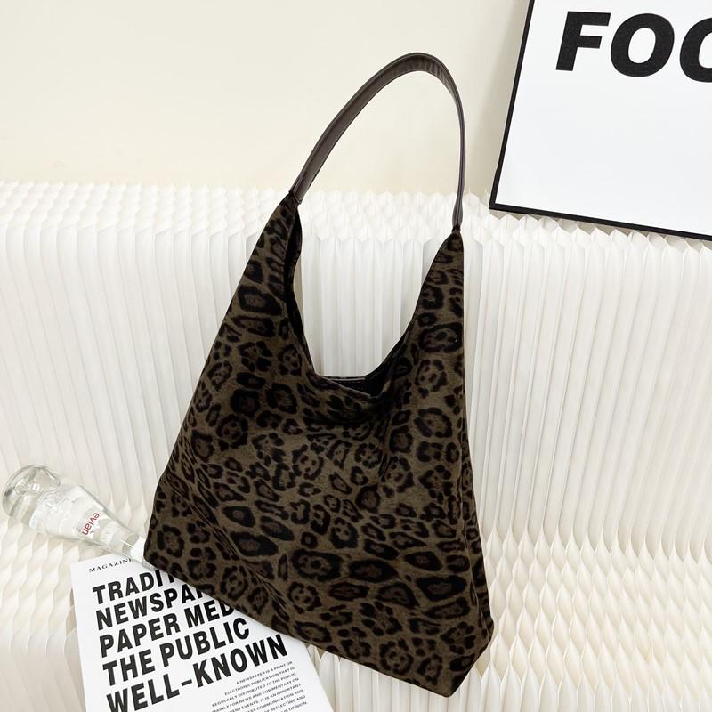 Retro Leopard Print Bag Women's New Autumn and Winter Fashion Shoulder Bag Casual Large-capacity Commuter Tote Bag