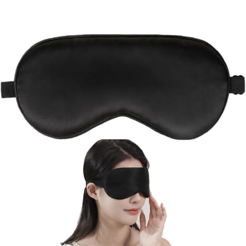 HUIKKJP Eye Mask, Light-Blocking Silk Eye Mask for Sleeping, Perfect for Travel, Business Trips, Napping, and Daytime Sleeping, Unisex (Black)