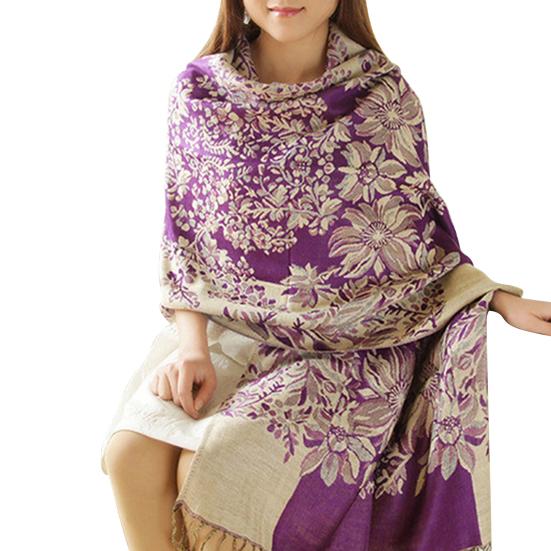 Scarf Tassels Style Vintage Smooth Cotton Shawl Scarf for Autumn