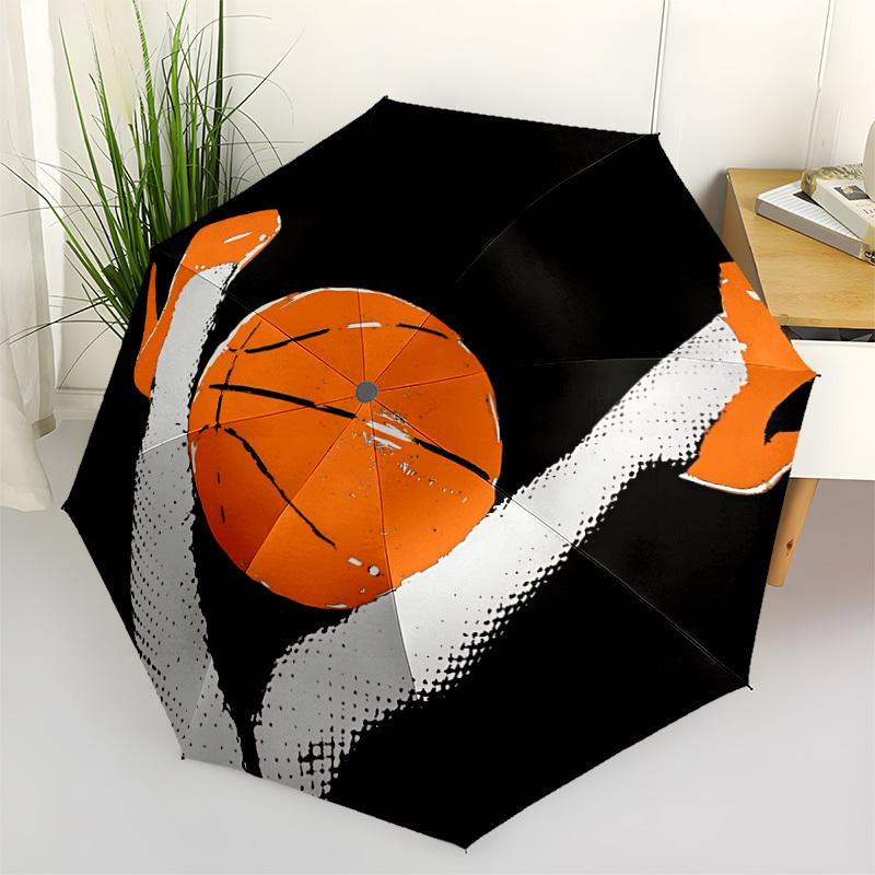 1pc Basketball Player Automatic Open/Close Umbrella 8-Rib Strong Frame, Portable Travel Umbrella for Women & Men, Birthday Gift Parties 007