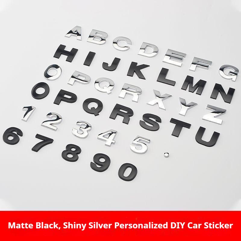 Autostickers 3D metaal decoratieve autostickers Gepersonaliseerde DIY letter- en cijferwijzigingen voor carrosserie achterklep