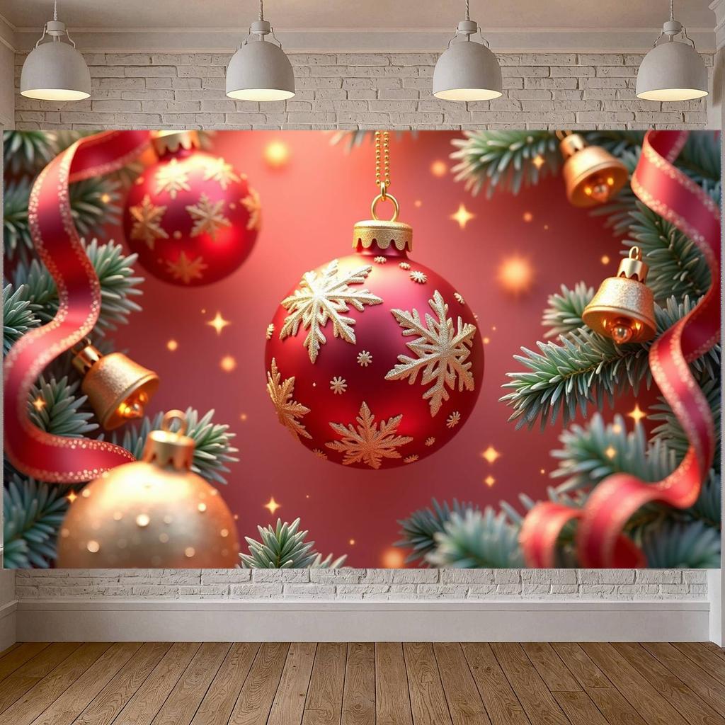 Xmas Banner Red Background Christmas Banner Red Gold Banner Red Gold Theme For Christmas Party Holiday Party Home Decor