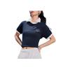 adidas Verbiage Fitted Letter Print Pullover Short Sleeve T-Shirt Women Tops Navy-Blue White JC8710
