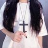 Elegant Women's Wooden Cross Necklace: Versatile Clavicle Choker & Sweater Chain