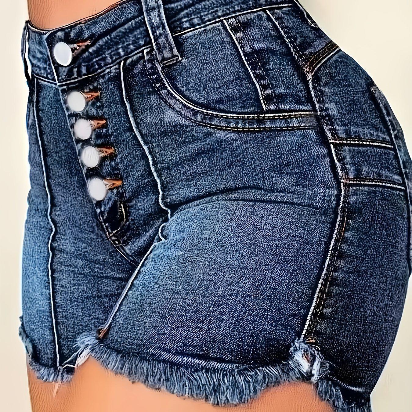 Distressed Ripped Denim Shorts - European and American Style XL