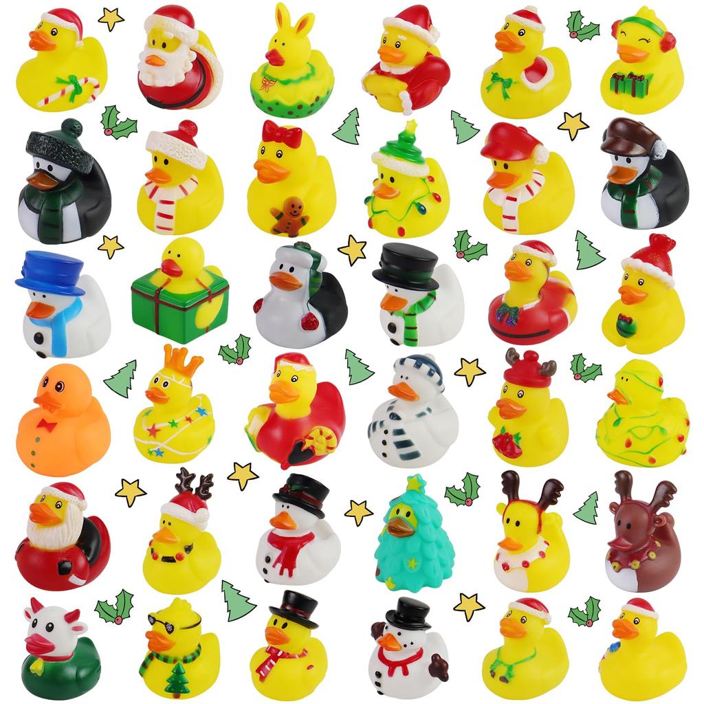 24/48 Stuks Kerst Rubberen Eendjes Grootverpakking Speelgoed Sets Feestelijke Rubberen Eendjes Voor Jeep Ducking, Kerstfeest Bedankjes Decoraties