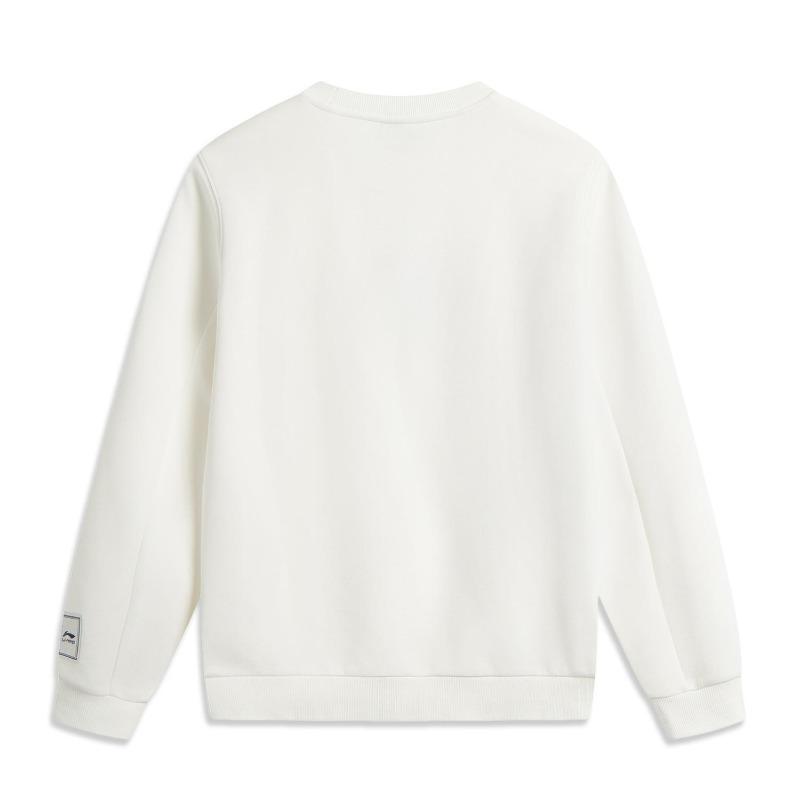 Li Ning Sports Lifestyle Series Letter Round Neck Breathable Versatile Casual Sports Sweatshirt Men Sweatshirt Off-White AWDV567-5
