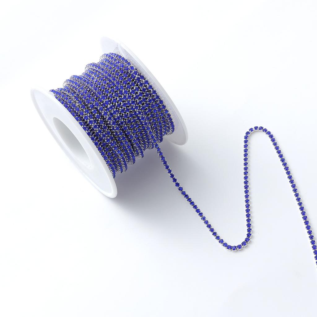 Silver bottom dense claw glass crystal rhinestone claw chain, color inlaid crystal diamond chain DIY mobile phone material sticker diamond accessories