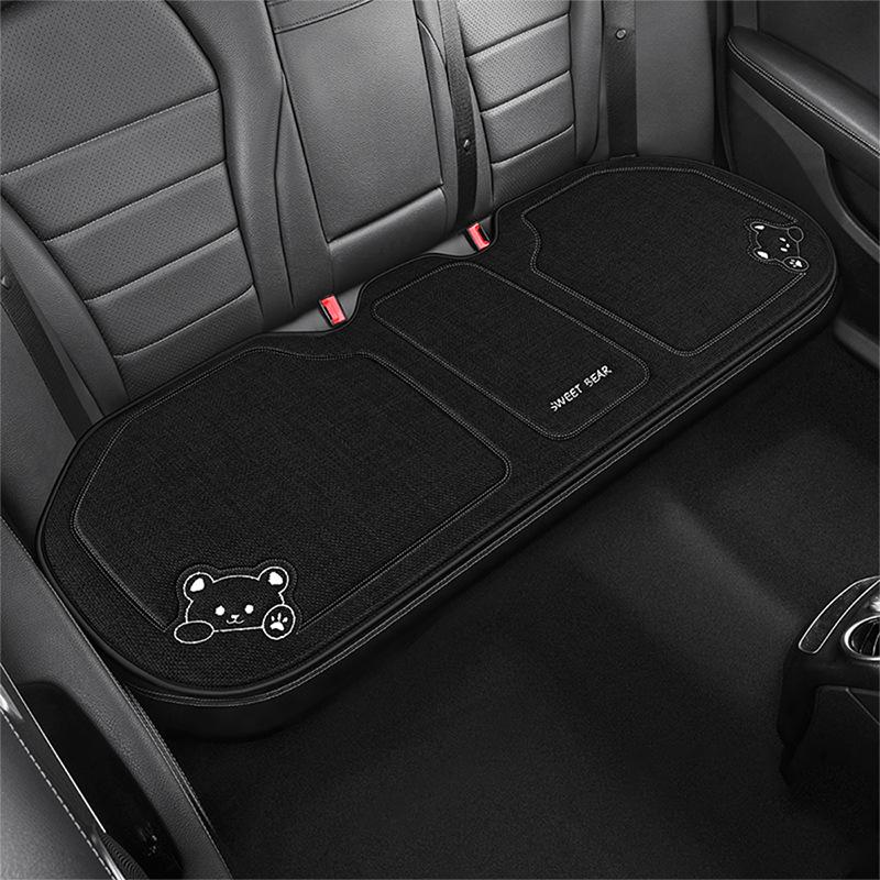 Fashion Luxury Car Seat Cushion Linen Cartoon Bear Women's Cute Anti-slip Breathable Car Seat Protect Cushion Cover Universal