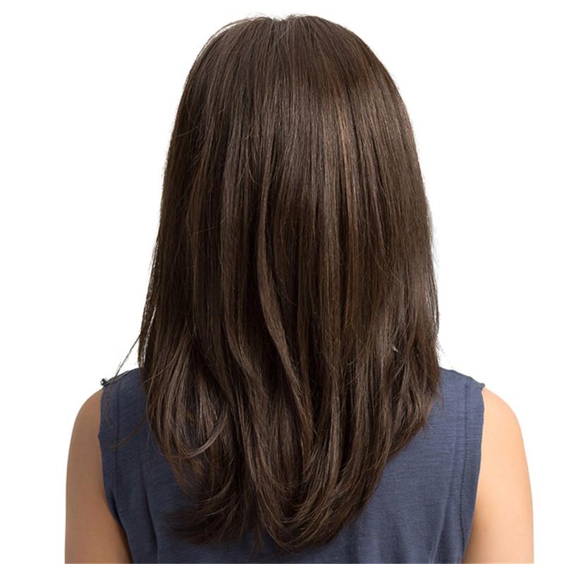 Parrucca Marrone da Donna 18 Pollici Spalla Media Lunga Capelli da Vacanza Naturali Ricci