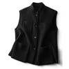 Jednokolorowa damska wełniana kamizelka - styl japoński i koreański