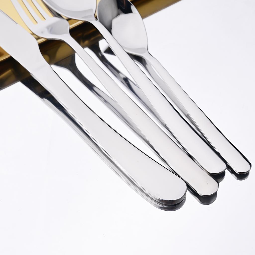 4pcs High-quality Stainless Steel Tableware Set Shiny Silver Flatware Knife Fork Coffee Spoon Dinnerware Set Kitchen Party Silverware