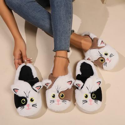 Pantofole da interno carine a forma di gatto dei cartoni animati per donna, comode con una suola morbida e antiscivolo.