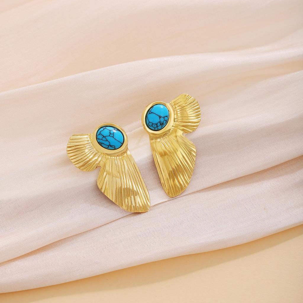 French Retro Irregular Flower Texture Stud Earrings, Medieval Light Luxury High-End Metal Style Fashion Temperament Earrings