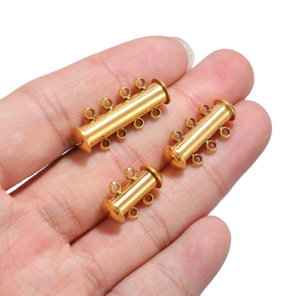 3 Stück Edelstahl 4 Schlaufen Magnetische Schieberöhre Verschlüsse Haken für DIY Lagenhalskette Schmuckherstellung Zubehör Armbandverbinder