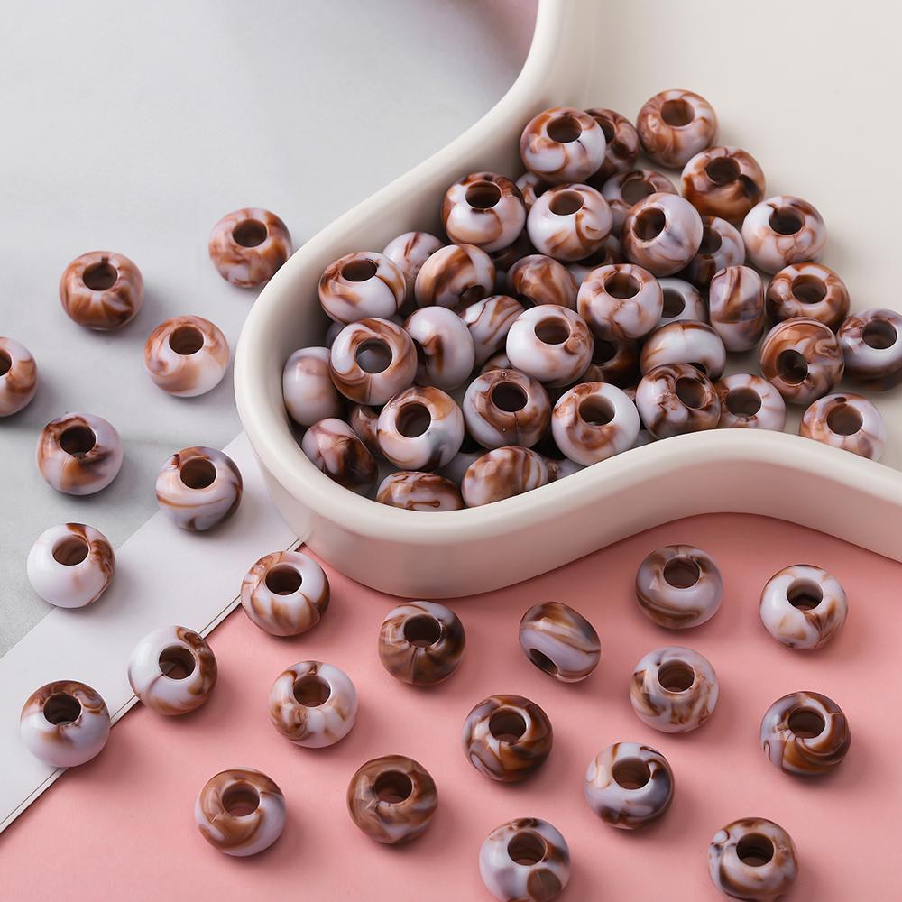 20pcs Acrylic Mixed Color Big Holes Beads Round Spacer Loose Beads for DIY Necklace Bracelet Earring Jewelry Making Accessories