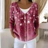 Damemote Langermet Christmas Snowman Snowflake Print Jakke Cardigan