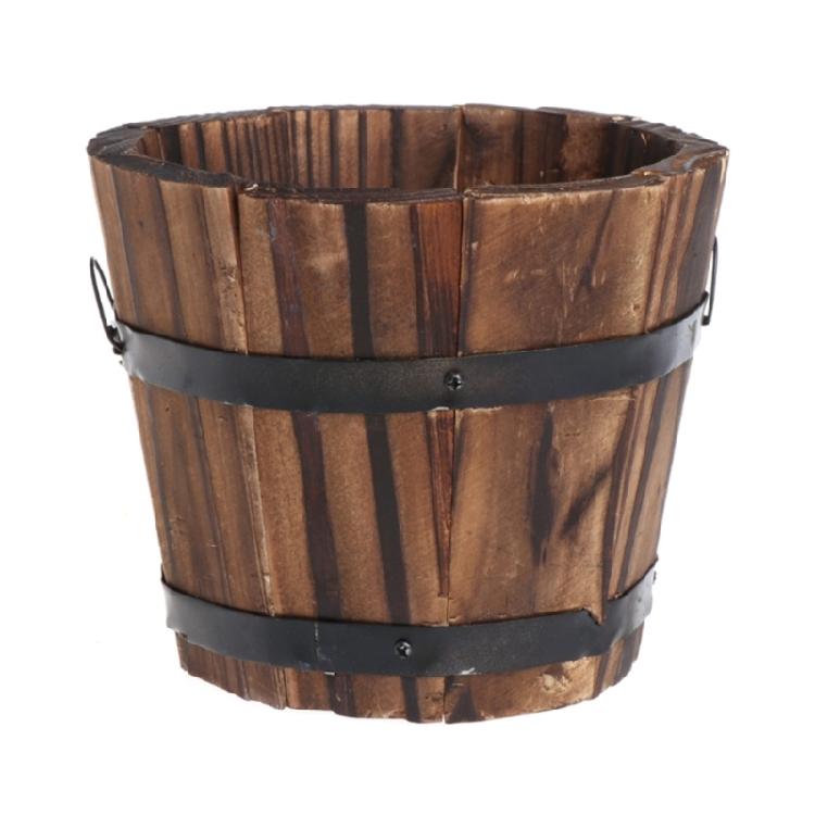 Carbonized Wood Plant Pots Flower Bucket for Garden Farmhouses Home Decorations