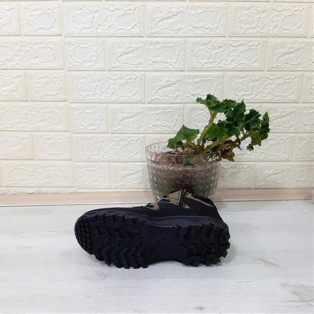 Himmelblau-Braun 0050 rutschfeste Herrenstiefel mit Reißverschluss und Schnürung