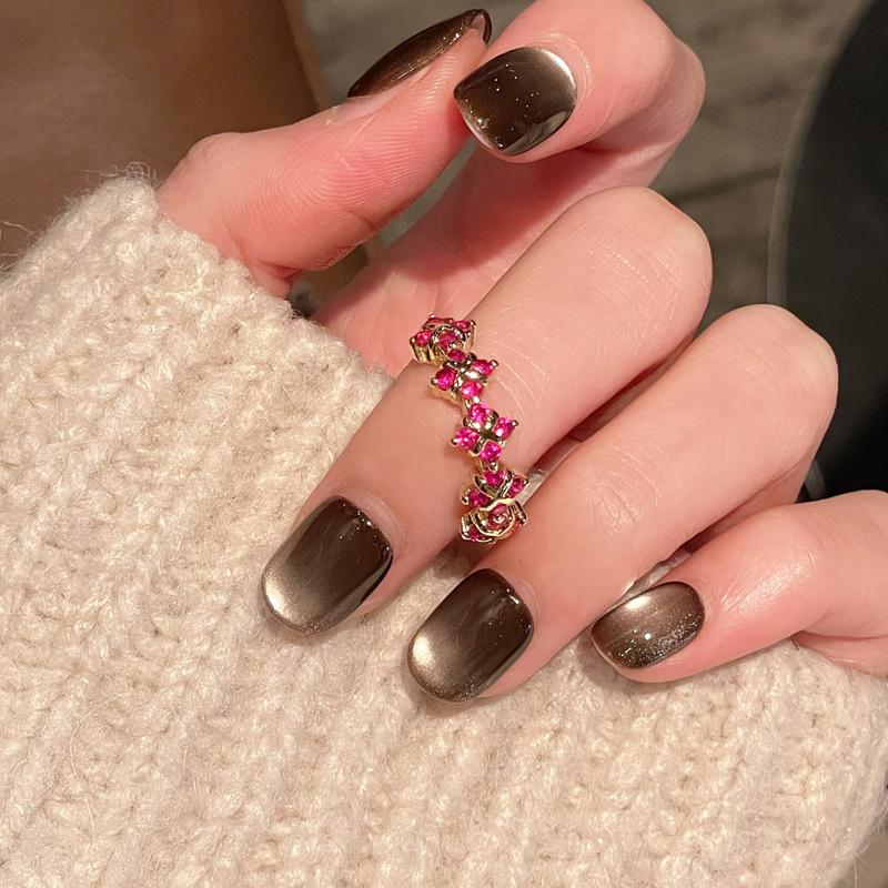 Medieval French Retro High-End Colored Treasure Zir*****Pen Ring Full Of Diamonds Exquisite Personalized Accessories