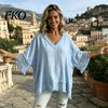 Casual Women Shirt Summer Tops for Women, V-Neck Half Sleeve Pullover Tops, Loose Basic Solid Color Fit Breathable Blouse Work Parties Wear