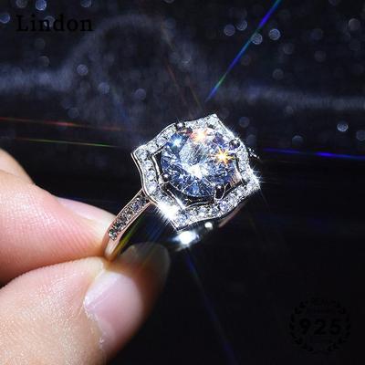 Lindon Classic Copper Alloy Zircon Ring Ladies Jewelry Wedding Promise Party Gift