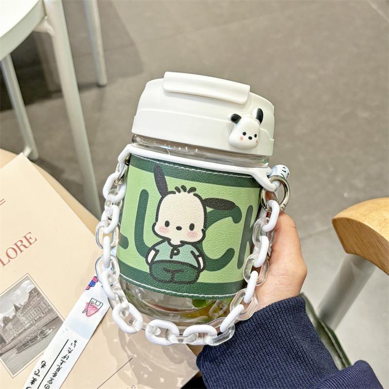 Pochacco Cartoon Plastic Water Cup With Straw For Kids And Students
