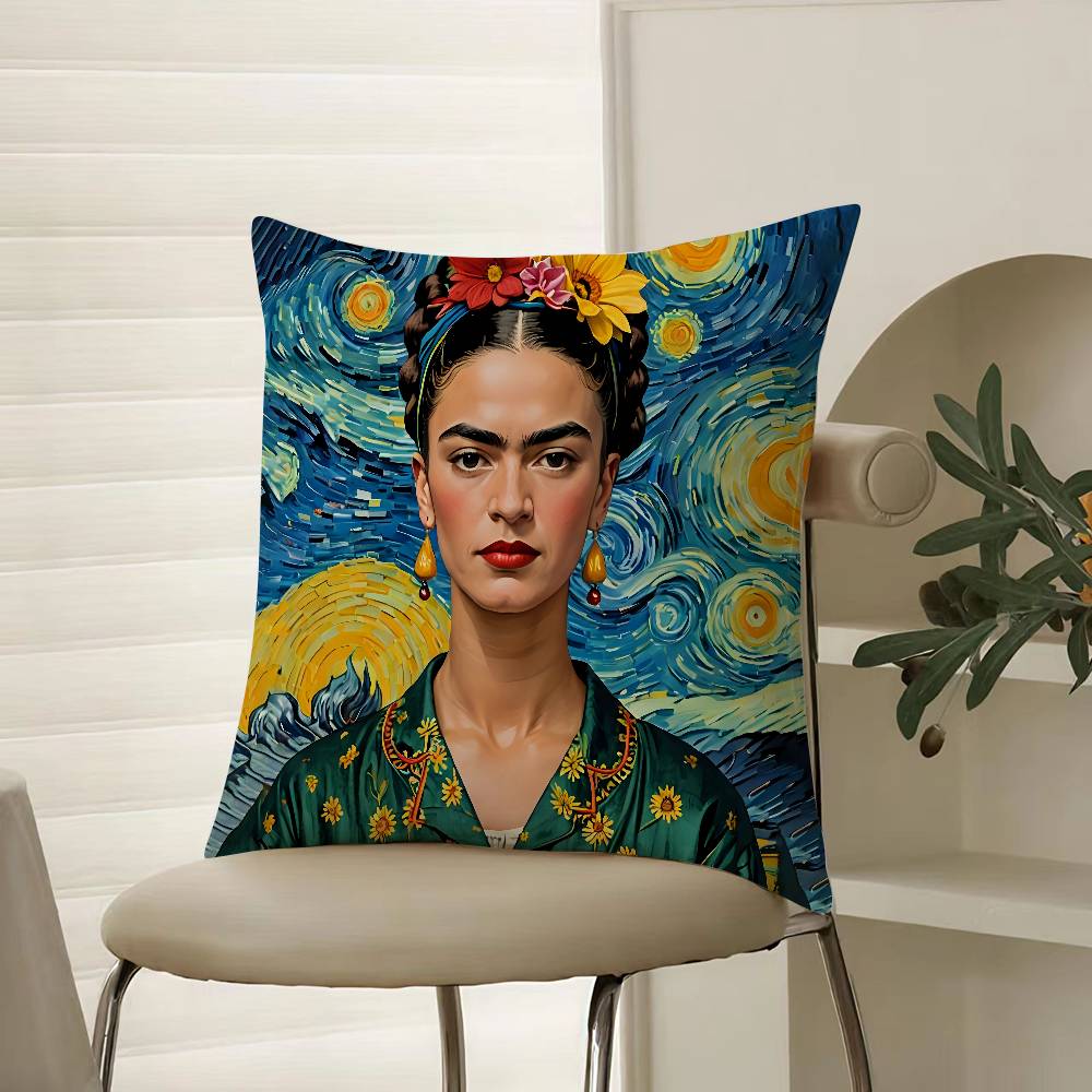 Modern Art Works Frida Kahlo-Beautiful Pillow Case Comfort Sofa Bed Silky Elegant Invisible Zipper Decorative Cushion Cover