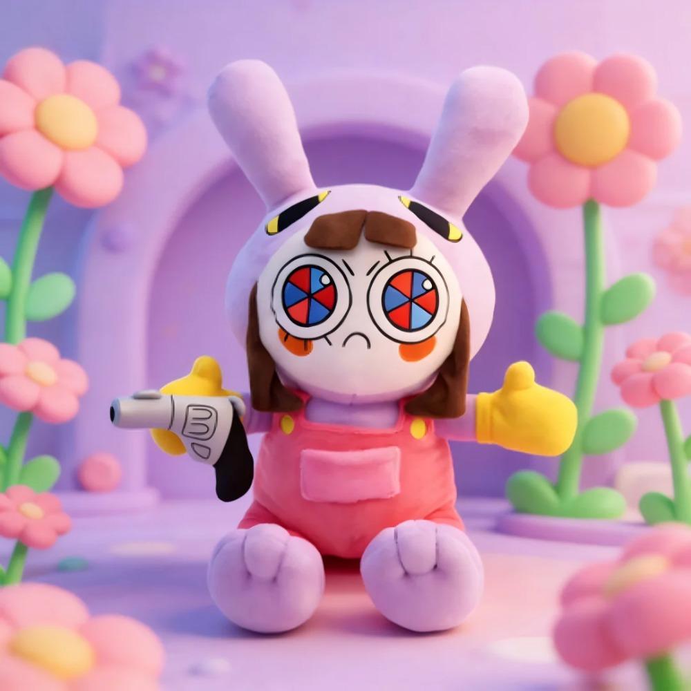 Poupée Lapin Violet Mignonne de Cirque 34CM Costume de Servante Lapin Convient pour la Compagnie des Enfants et la Collection