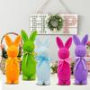 Solid Color Easter Bunny Ornaments With Bow Funny Rabbit Desktop Decoration For Table Bookshelf Home Party