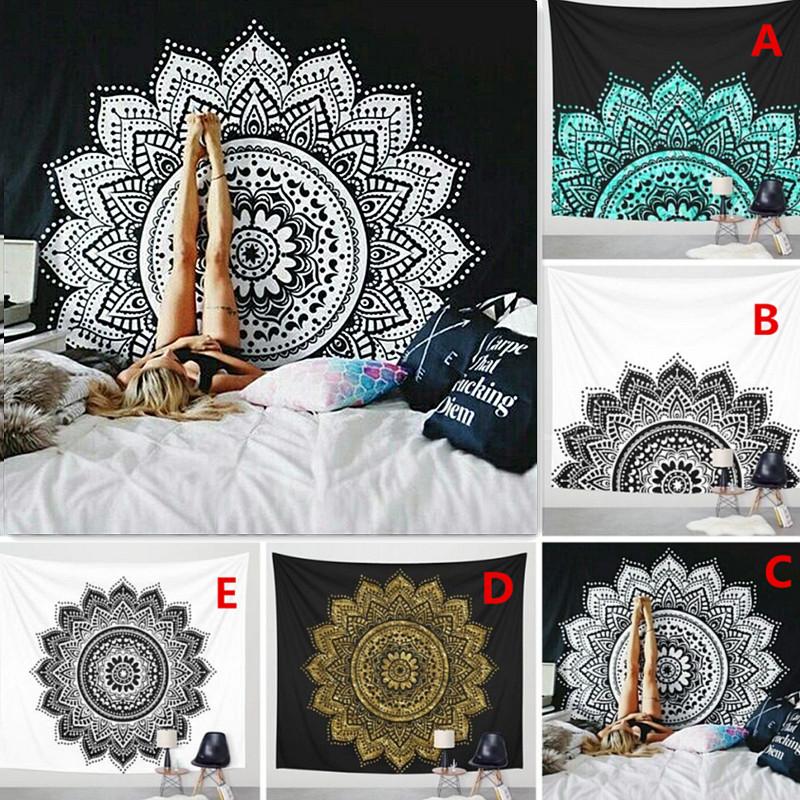 Indian Mandala Tapestry Wall Hanging Lotus Flower Bohemian Square Table Cover Home Decoration