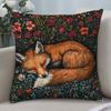 William Morris Art Fox Pillow Case Short Plush Double-sided Print Square Throw Pillow Covers Sofa Home Cushion Decor