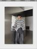 Men's Plush Mohair Black & White Striped Sweater - High-End Simple Knitted Design