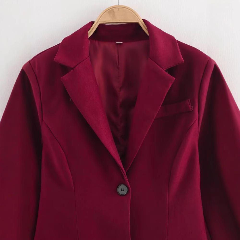 2025 Spring Women's European & American V-Neck Two-Button Slim Suit Jacket