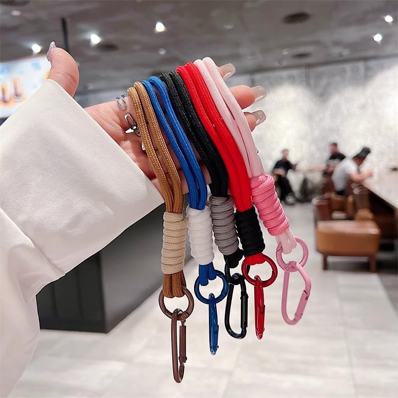 Creative Iridescent Braid Rope Keychain Carabiner Key Ring For Bag Pendant Accessorie Hanging Cord DIY Jewelry Making