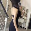 instahot purple neck diamond chain V-neck dress dress women's beautiful high-end split slim backless dress