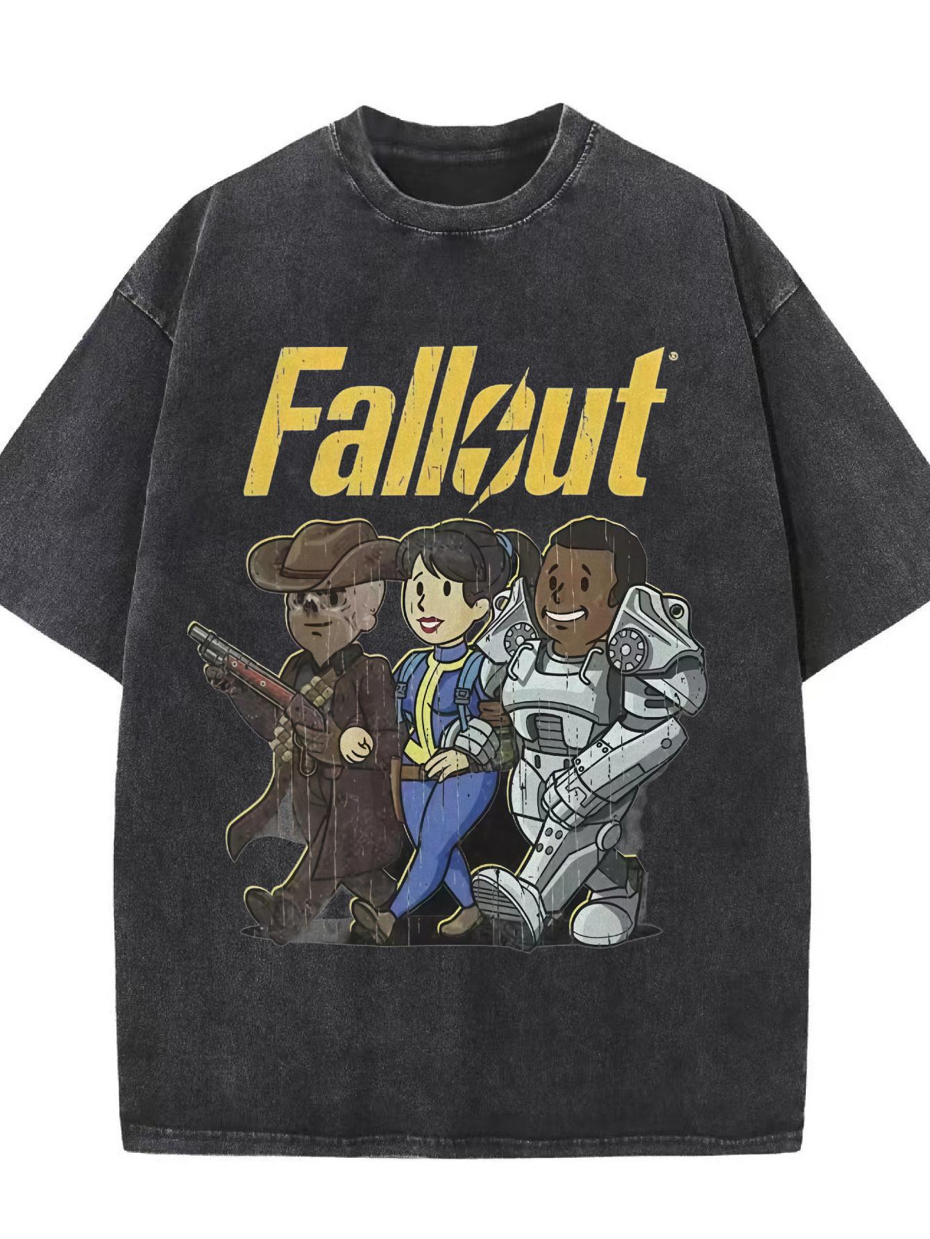 

The Latest Hotselling Fallout Animation Pattern Shortsleeved Loose Unisexs and Womens Same Washed Cotton Tshirt M
