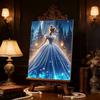 Disney Pearl Painting Cinderella Blue Dress Castle Back View Creative Exquisite Landscape Sparkling Painting Craft Home Wall DecorationDIYHandmadeGift