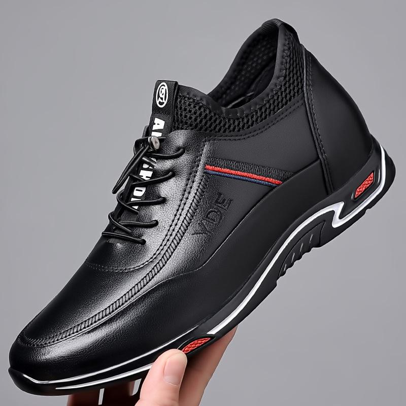Boutique men's shoes spring summer 2025 new leather heightening casual leather shoes men's British small size soft sole trendy shoes men's