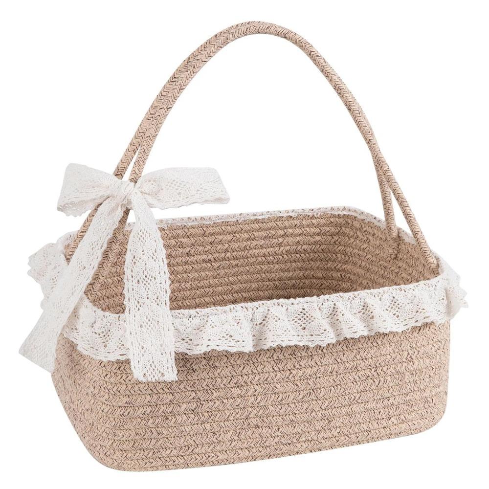 Handheld Storage Basket Woven Picnic Fruit Organizer Household Baby Gift Basket For Home Decor
