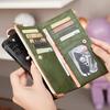 Retro Women Wallet Solid Color Multi Functional Long Wallet Vintage Clutch Coin Purse Women's Card Holder Zipper Wallet
