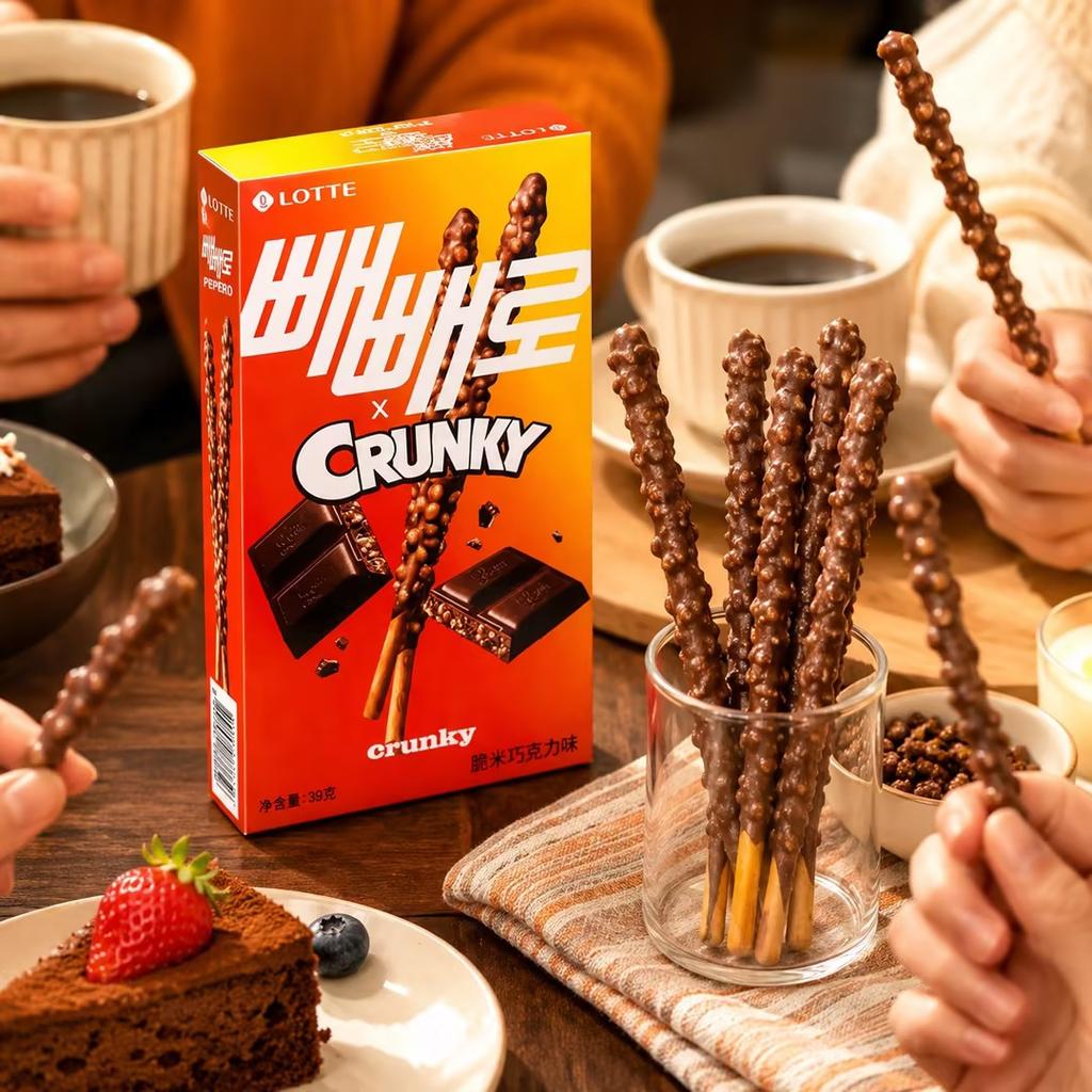 Lotte Palitos de Galleta de Chocolate Arroz Crujiente Pepero 39g