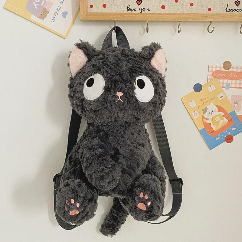 Black Cat Ragdoll Plush Bag - Cute Kitten Cartoon Gift for Children