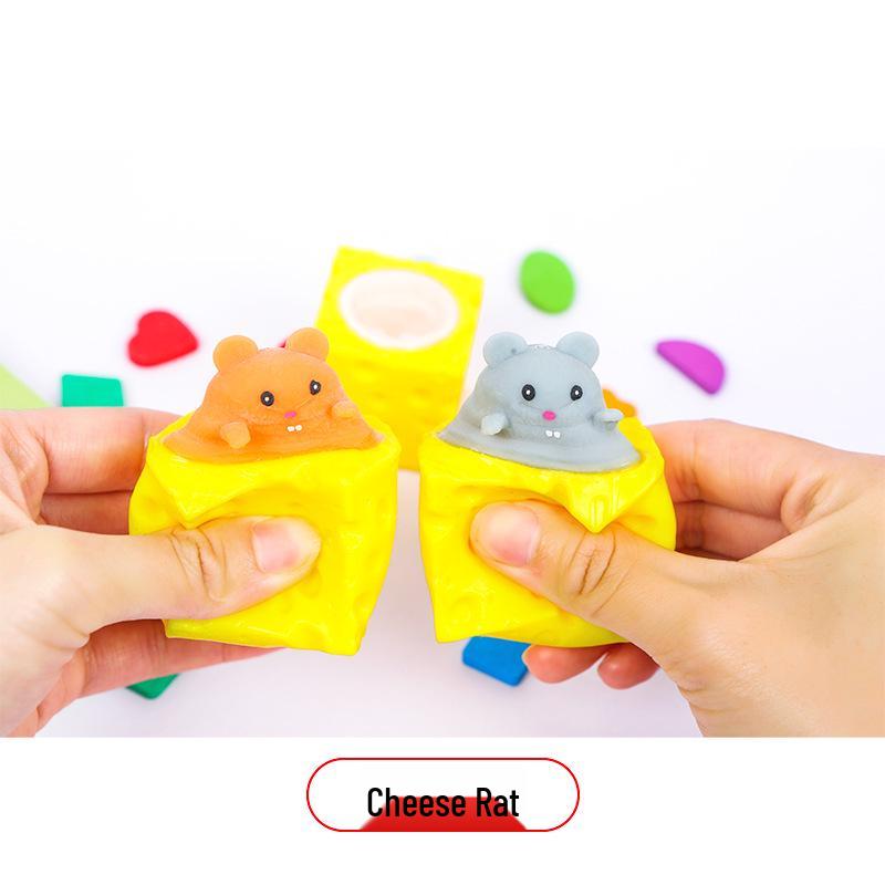 Carrot & Cheese Squeeze Toy for Stress Relief - Rabbit & Mouse Decompression Gadget