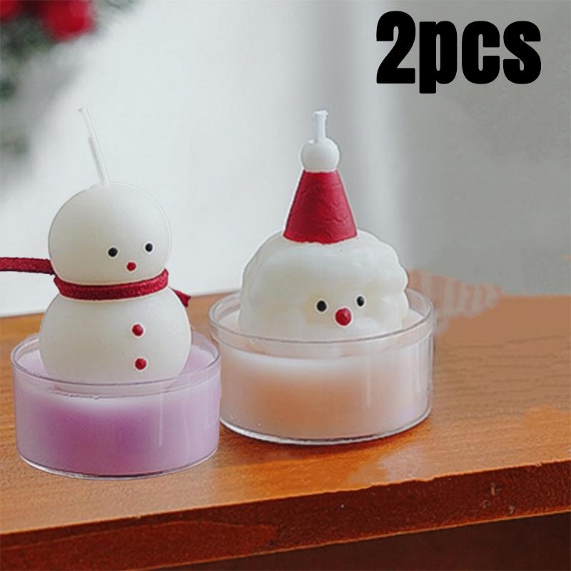 Colorful Christmas Tree Scented Candles Santa Claus Snowman Shape Candle Ornament Xmas Holiday Party Decor Candles Photo Props