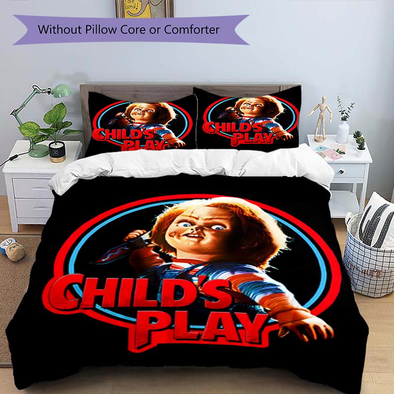3pcs Chucky3 Design Cover Set - HD Printed Bedding with 1 Cover and 2 Pillowcases - Perfect for Home and Dorm Decor