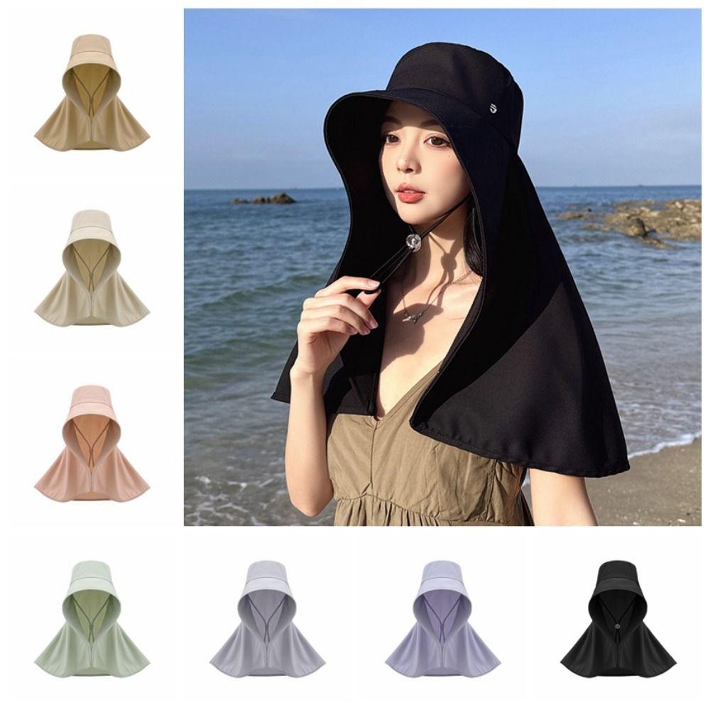 Wind Proof Large Brim Sun Hat Solid Color Sun Protection Cap Simple Wide Brim Sunhat  Fishing